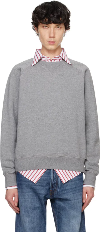 Drake's Gray Brushed Cotton Jersey Sweatshirt In 600 Grey