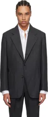 Drake's Gray Tropical Wool Tailored Blazer In 600 Charcoal