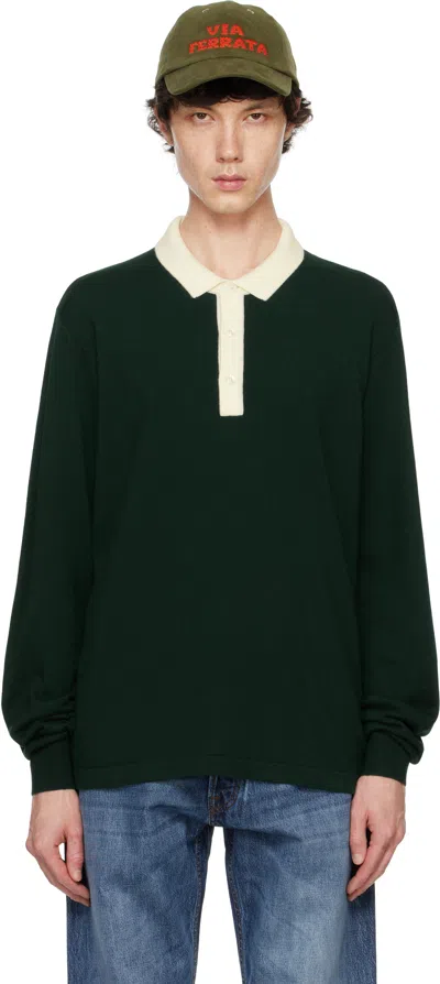 Drake's Merino Wool Rugby Shirt In Green