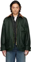 Drake's Green Waxed Coverall Jacket In 400 Emerald Green