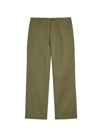 Drake's Herringbone Chino Trousers In Green