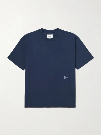 Drake's Him Hiking Logo-embroidered Cotton-jersey T-shirt In Blue
