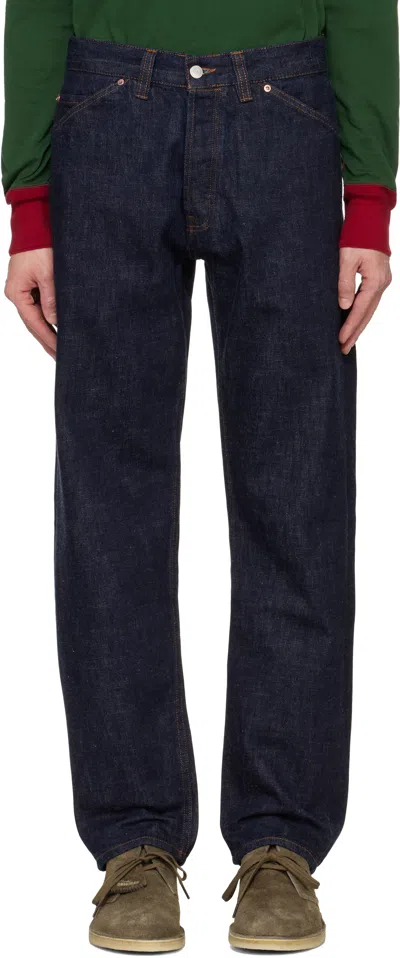 Drake's Indigo Selvedge Denim Five-pocket Jeans In 250 Indigo