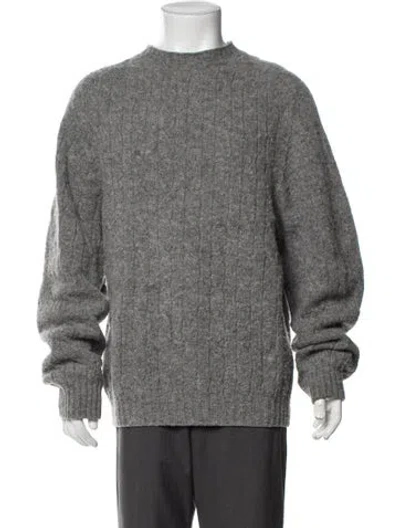 Pre-owned Drake's Lambswool Mock Neck Pullover In Grey