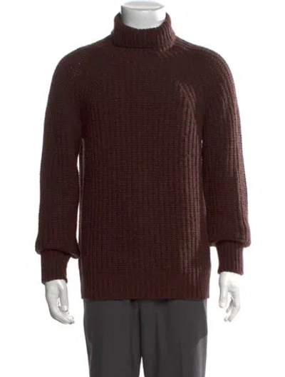 Pre-owned Drake's Lambswool Turtleneck Pullover In Brown