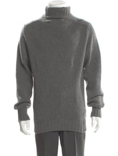 Pre-owned Drake's Lambswool Turtleneck Pullover In Gray