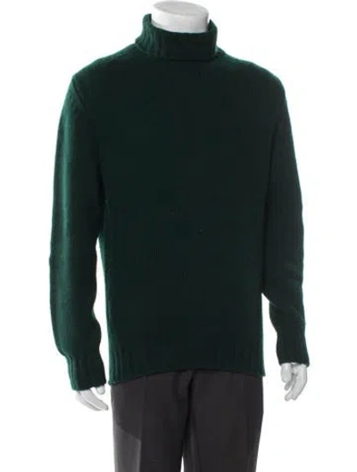 Pre-owned Drake's Lambswool Turtleneck Pullover In Green