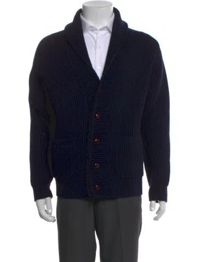Pre-owned Drake's Lambswool V-neck Cardigan In Black