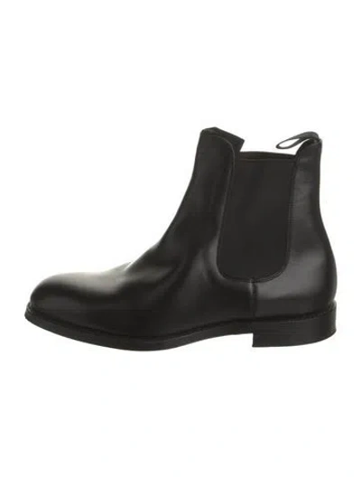 Pre-owned Drake's Leather Chelsea Boots In Black