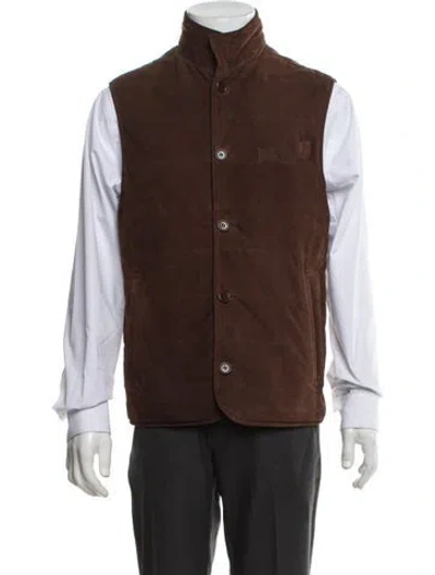 Pre-owned Drake's Leather Vest In Brown