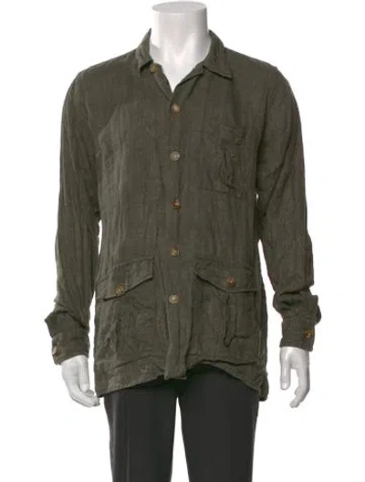 Pre-owned Drake's Linen Long Sleeve Shirt In Green