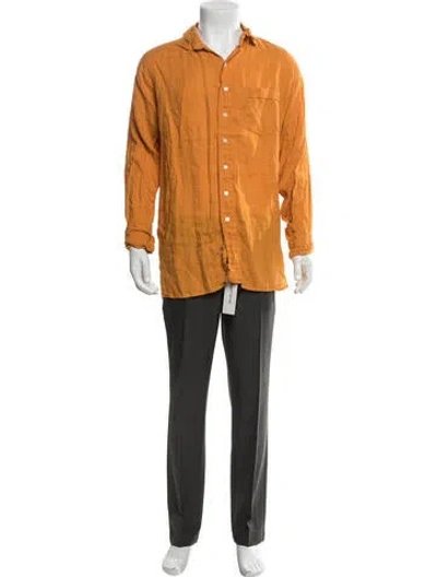 Pre-owned Drake's Linen Long Sleeve Shirt In Orange