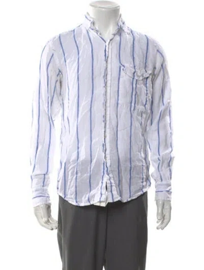 Pre-owned Drake's Linen Striped Shirt In White