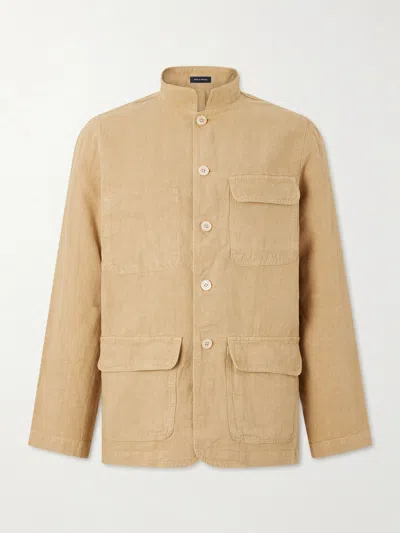 Drake's Linen-canvas Jacket In Yellow