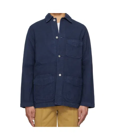 Drake's London Canvas Five-pocket Chore Jacket In Navy Blue