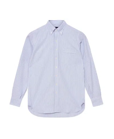 Drake's London Long-sleeved Shirt In Blue