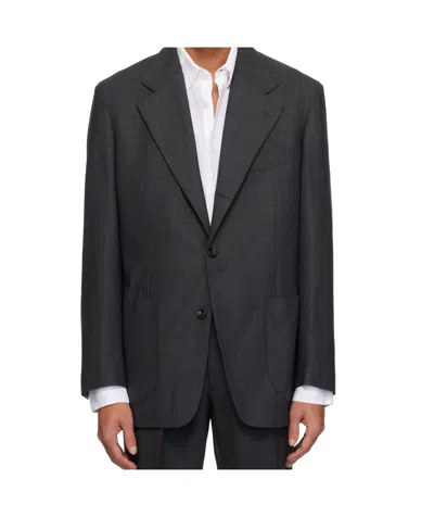 Drake's London Single Breasted Blazer In Grey