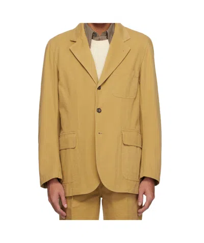 Drake's London Single Breasted Blazer In Yellow-brown