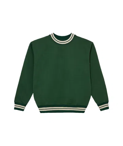 Drake's London Striped Rib Ls Sweatshirt In Green And Beige