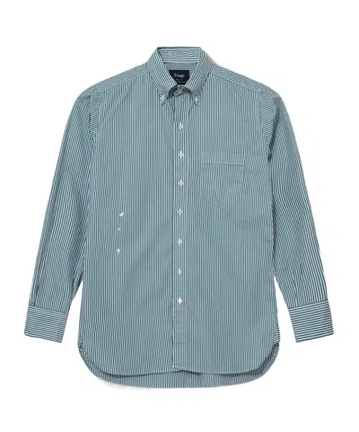 Drake's London Striped Shirt In Blue