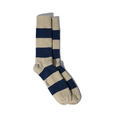 Drake's London Striped Socks In Nude
