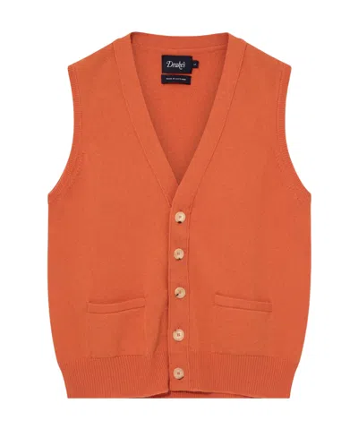 Drake's London V-neck Cardigan In Red