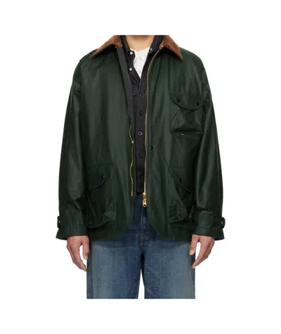 Drake's London Waxed Coverall Jacket In Green