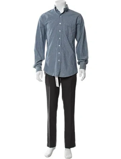 Pre-owned Drake's Long Sleeve Denim Shirt In Blue