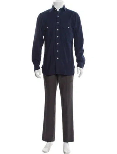 Pre-owned Drake's Long Sleeve Dress Shirt In Blue