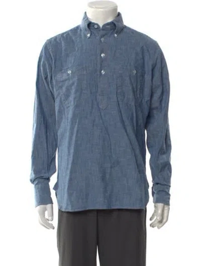 Pre-owned Drake's Long Sleeve Dress Shirt In Blue