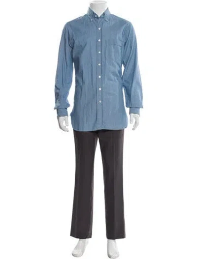 Pre-owned Drake's Long Sleeve Dress Shirt In Blue