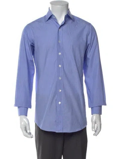 Pre-owned Drake's Long Sleeve Dress Shirt In Blue