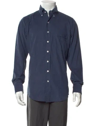 Pre-owned Drake's Long Sleeve Dress Shirt In Blue