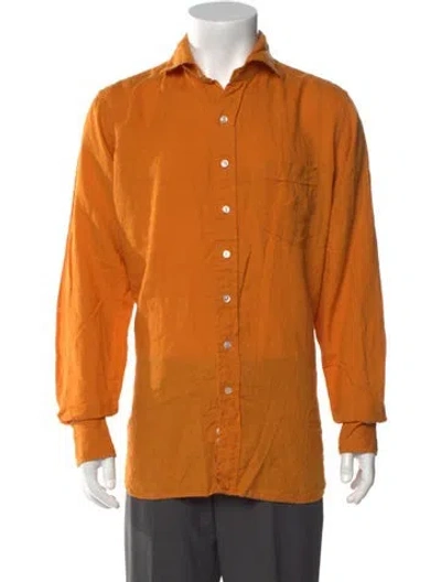 Pre-owned Drake's Long Sleeve Dress Shirt In Orange