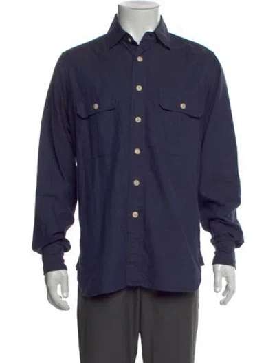 Pre-owned Drake's Long Sleeve Shirt In Blue