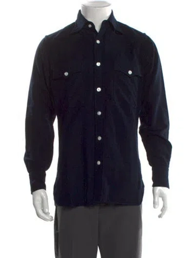Pre-owned Drake's Long Sleeve Western Shirt In Black