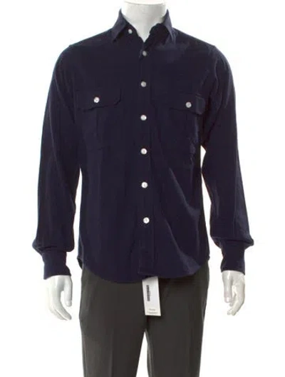 Pre-owned Drake's Long Sleeve Western Shirt In Blue