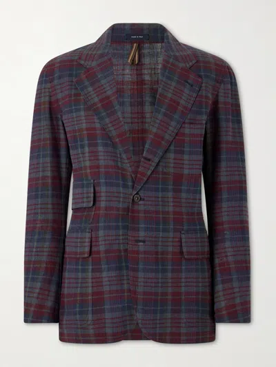 Drake's Madras Games Checked Linen-blend Blazer In Multi