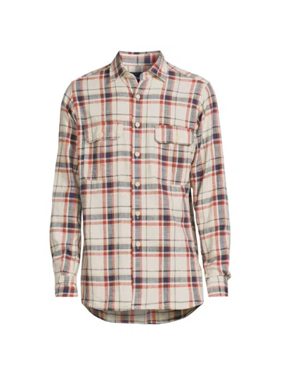 Drake's Men's Checked Cotton Work Shirt In Navy