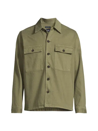 Drake's Men's Cotton Button-front Overshirt In Olive