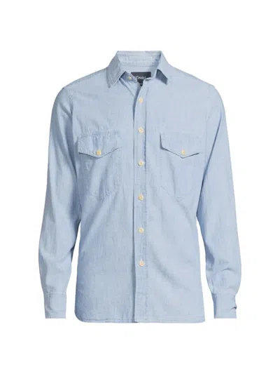 Drake's Men's Cotton Chambray Work Shirt In Blue