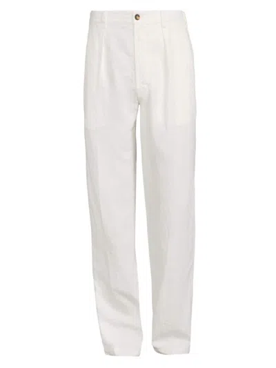 Drake's Men's Linen Games Trousers In White