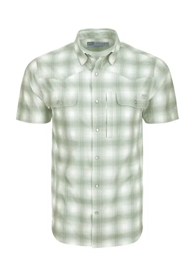 Drake's Men's Short Sleeve Cinco Ranch Western Plaid Shirt In Desert Sage In Green