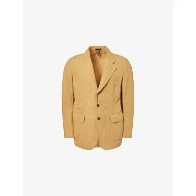 Drake's Mens Buff Clean Games Single-breasted Cotton And Linen Blazer In Nude