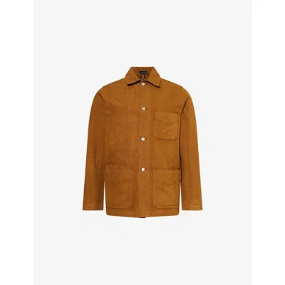 Drake's Mens Tobacco Duck Patch-pocket Canvas Jacket