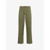 Drake's Mens Olive Fatigue Straight-leg Regular-fit Cotton And Linen Trousers In Olive