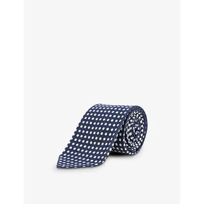 Drake's Mens Drakes Polka-dot Silk T In Navy