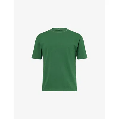 Drake's Mens Forest Green Short-sleeve Hiking Cotton-jersey T-shirt