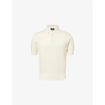 Drake's Mens Ecru Short-sleeve Linen And Cotton-blend Polo Shirt In Neutral