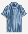 Drake's Drakes Mens Indigo Stripe Block Print Short-sleeve Shirt In Blue